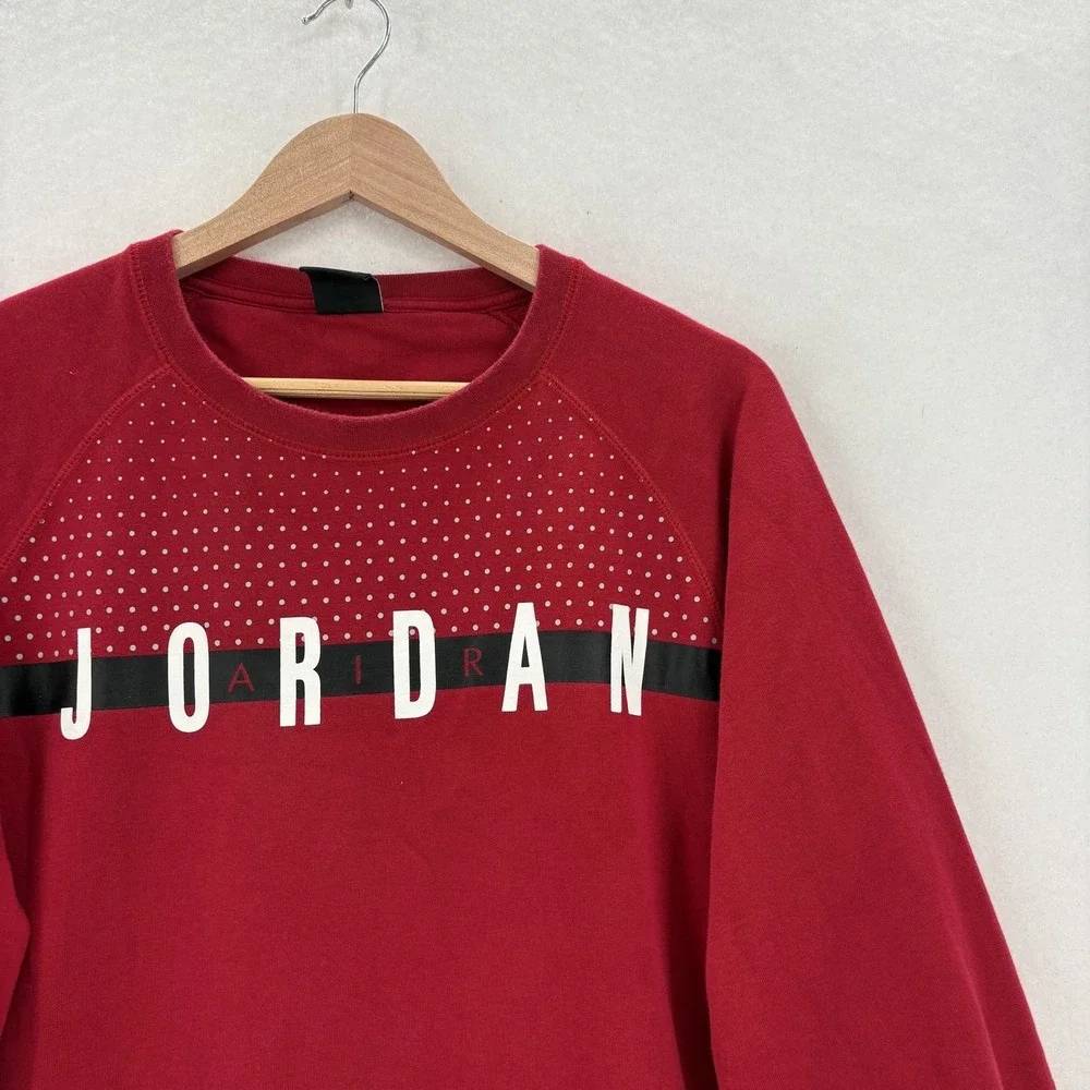 Jordan Sweatshirt Mens Large Red Fleece Crewneck Pullover JORDAN Logo Graphic
